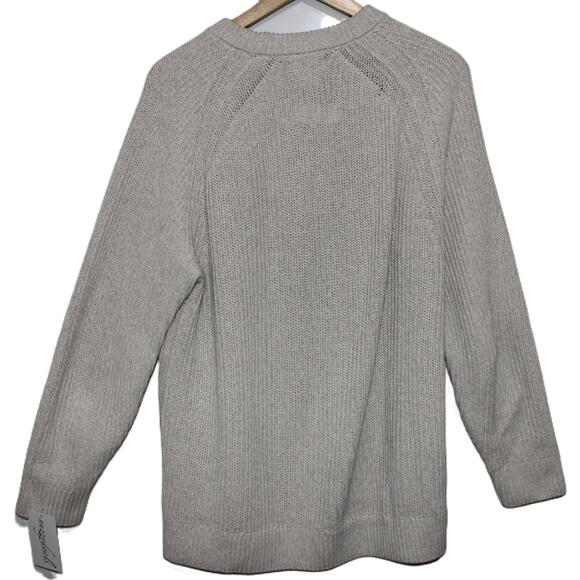 Womens Abercrombie & Fitch Gray Chunky Knit Long Sleeve Crew Neck Sweater Size L - Picture 2 of 6